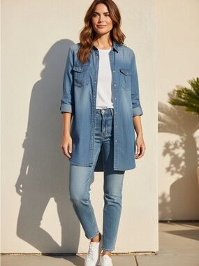 &DENIM Light Blue Denim Shirt Dress size 6